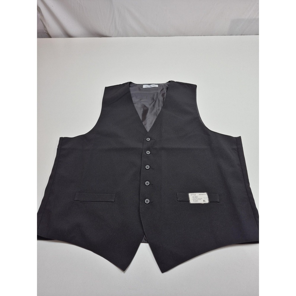 Neil Allyn Vest Mens XL Black Polyester Tuxedo Suit Formal Wedding Waistcoat